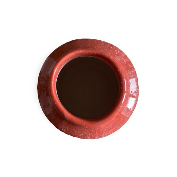 VTG Coral Ceramic Textured Vase With Ribbed Design Red Orange 7.25" Tall - Picture 2 of 4